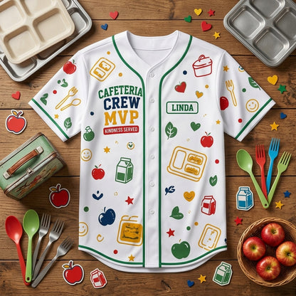Personalized Cafeteria Crew MVP Lunch Legend Baseball Jersey - Custom Name School Staff Gift
