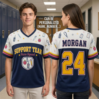 Personalized Para Squad Support Team Football Jersey - Custom Name and Number School Staff Jersey