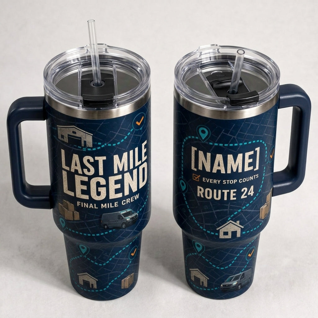 Personalized Last Mile Legend Delivery Driver 40oz Tumbler with Handle - Custom Name & Route