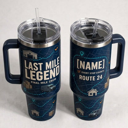 Personalized Last Mile Legend Delivery Driver 40oz Tumbler with Handle - Custom Name & Route