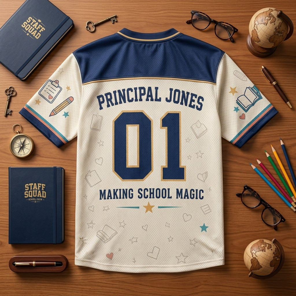 Personalized Staff Squad School Crew Baseball Jersey - Custom Name and Number Teacher Team Uniform