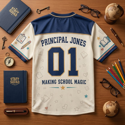 Personalized Staff Squad School Crew Baseball Jersey - Custom Name and Number Teacher Team Uniform