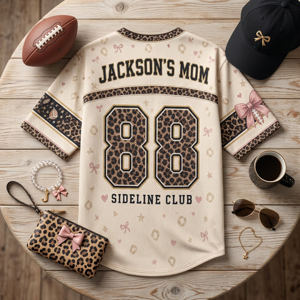 Personalized Football Mom Baseball Jersey - Custom Name and Number Sideline Club Game Day Outfit