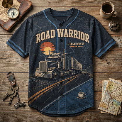 Personalized Road Warrior Truck Driver Baseball Jersey - Custom Fueled by Coffee and Diesel Gift for Truckers