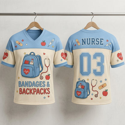 Personalized Nurse Football Jersey - Bandages and Backpacks Custom Name and Number Healthcare Apparel