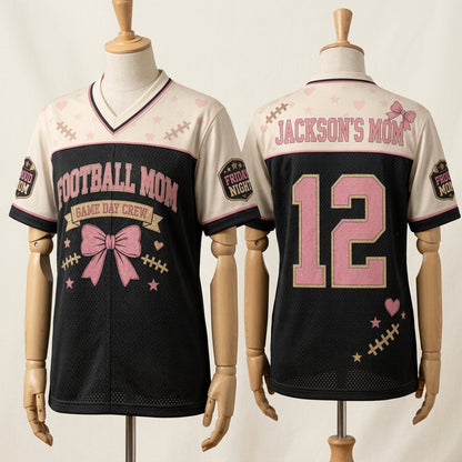Personalized Football Mom Jersey Custom Name and Number Game Day Crew Mesh Shirt for Women