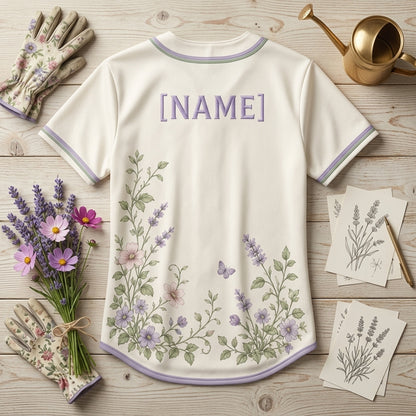 Personalized Garden Floral Baseball Jersey - Custom Name Gift for Gardeners & Plant Lovers