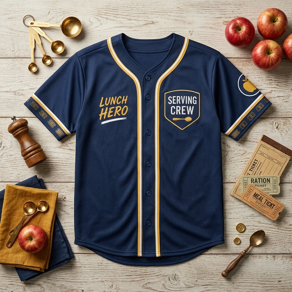Personalized Lunch Hero School Cafeteria Baseball Jersey - Custom Name Serving Crew Gift for Lunch Ladies