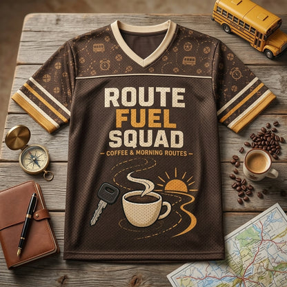 Personalized Route Fuel Squad Football Jersey - Custom Name and Number Coffee Lover Jersey for Drivers