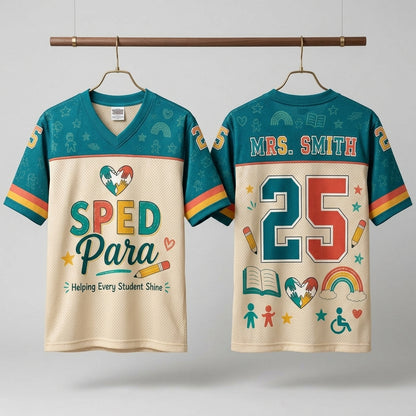 Personalized SPED Para Football Jersey - Custom Name & Number Special Education Teacher Gift