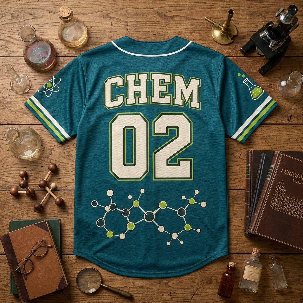 Personalized Chemistry Teacher Baseball Jersey - Custom Name & Number Periodically Awesome Science Gift