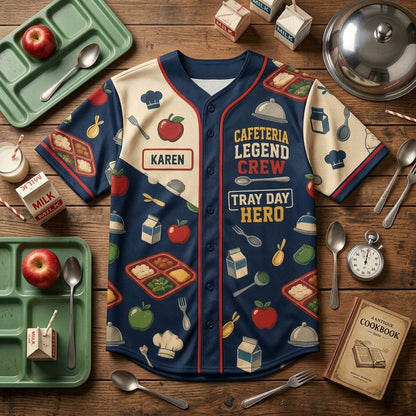 Personalized Lunchroom Legend Baseball Jersey - Custom Cafeteria Legend Crew School Staff Shirt