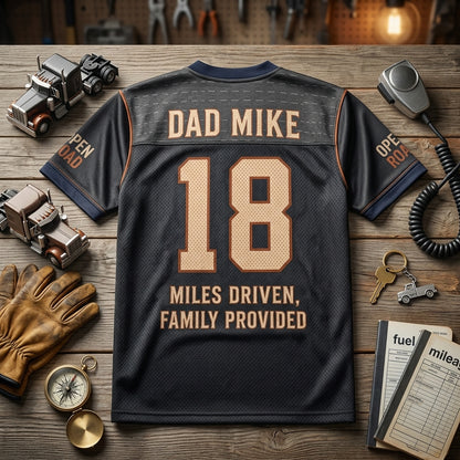 Personalized Long Haul Hero Dad Football Jersey - Custom Name & Number Trucker Mesh Shirt