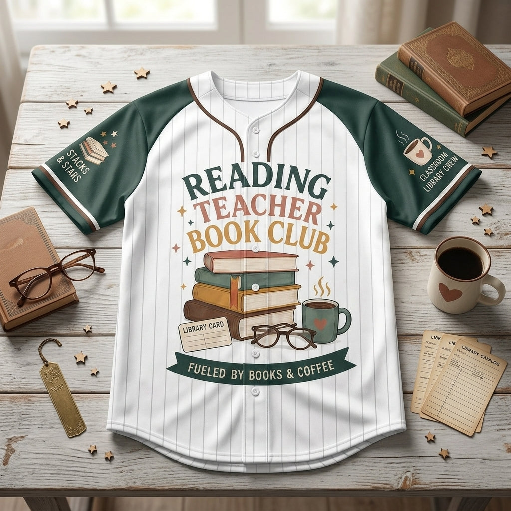 Personalized Reading Teacher Baseball Jersey - Custom Name Bookish Teacher Shirt & Librarian Gift