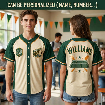Personalized Lunchroom Legend Baseball Jersey - Custom Name School Cafeteria Staff Gift