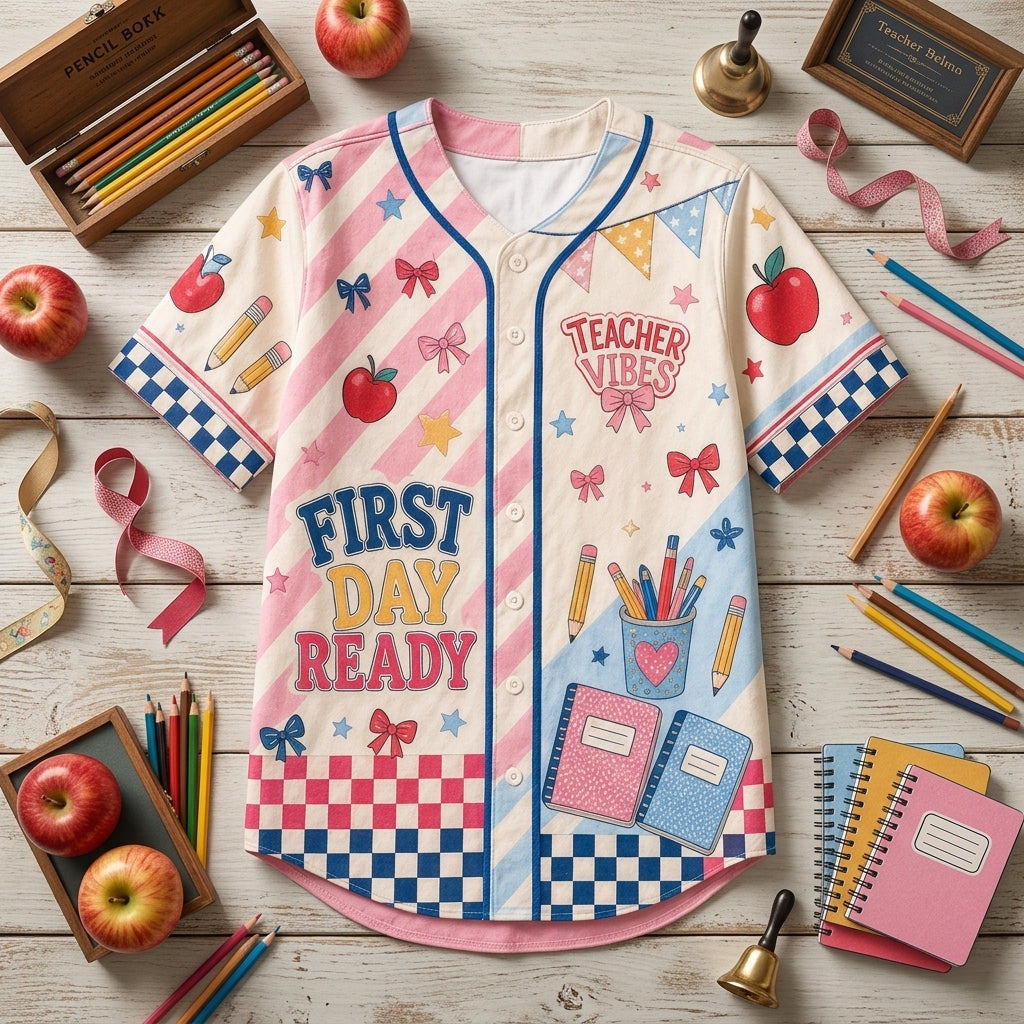 Personalized Teacher Baseball Jersey - Custom First Day Ready Back to School Crew Shirt for Educators