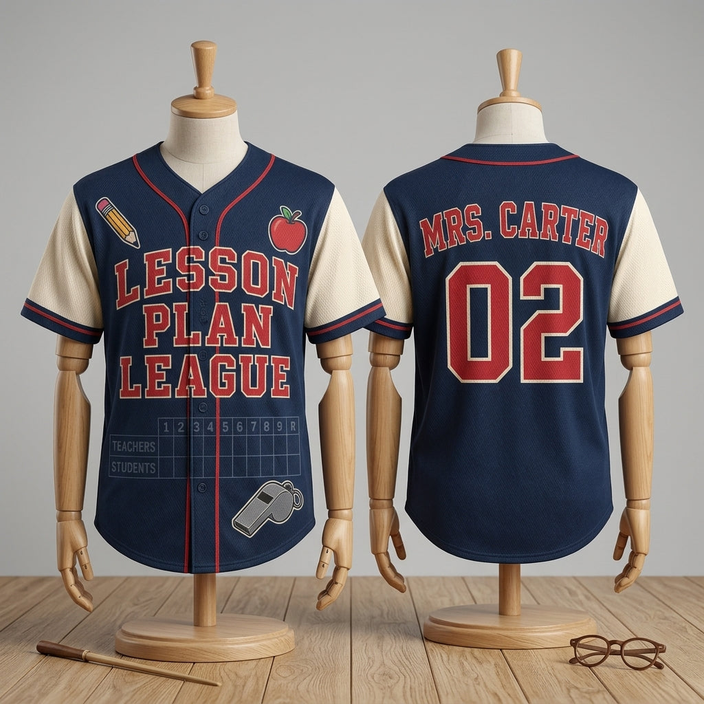 Personalized Lesson Plan League Baseball Jersey - Custom Name and Number - Custom Teacher Name and Number Sportswear