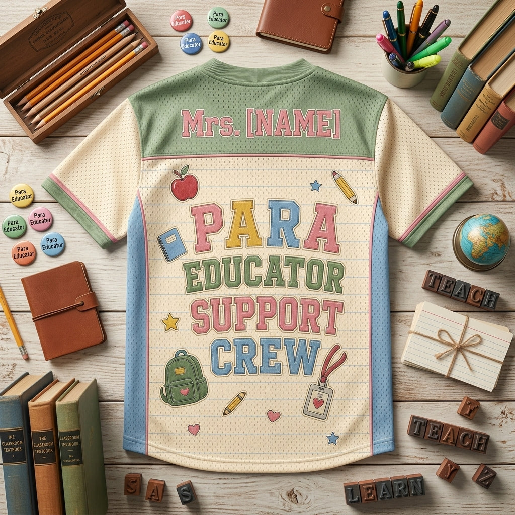 Personalized Proud Para Educator Support Crew Jersey - Custom Name School Spirit Football Shirt