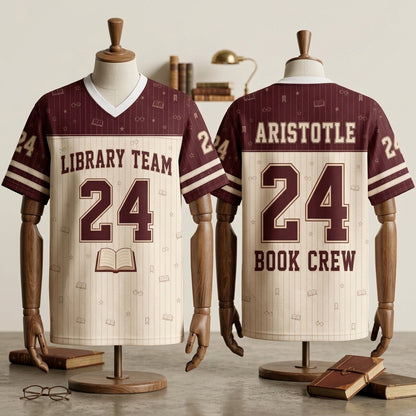 Personalized Library Team Mesh Football Jersey - Custom Name & Number Book Lover Apparel