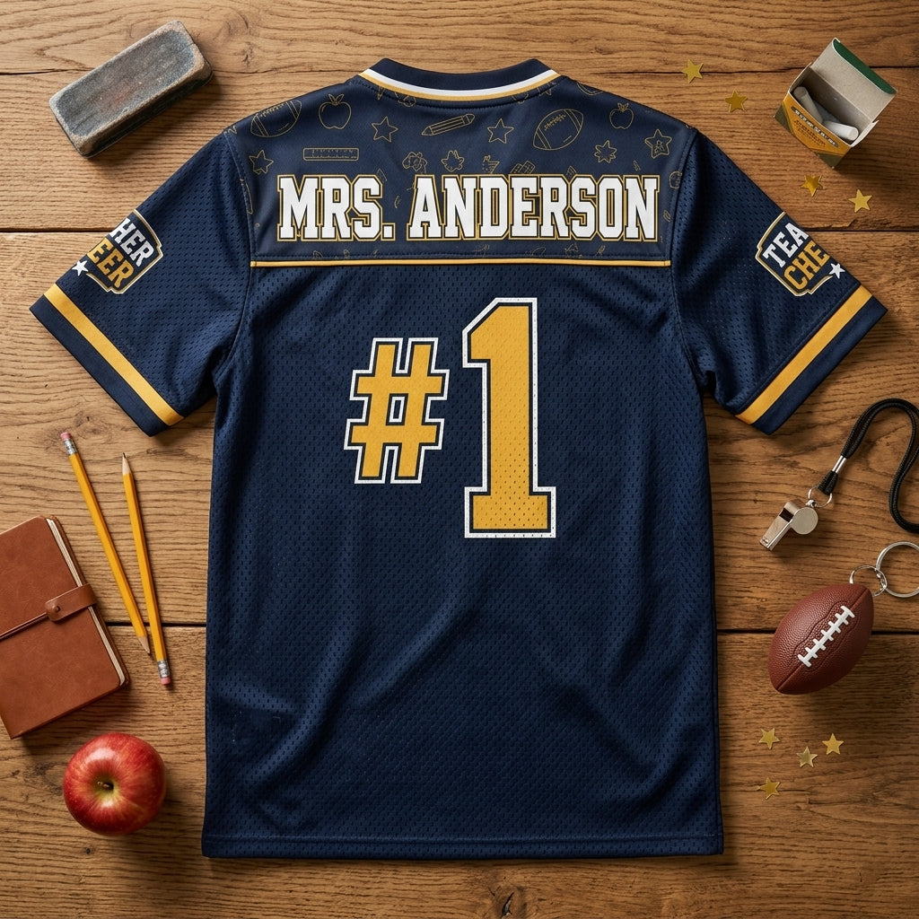 Personalized Teacher Game Day Football Jersey - Custom Name Classroom Crew School Spirit Shirt