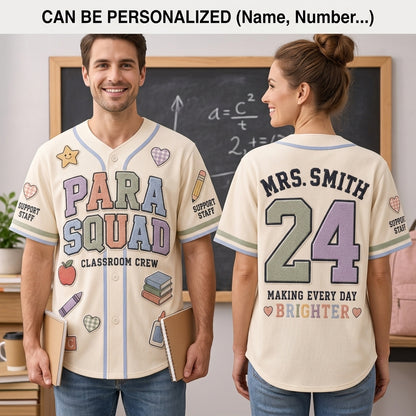 Personalized Para Squad Baseball Jersey Custom Teacher Name Classroom Crew Shirt Mrs Smith