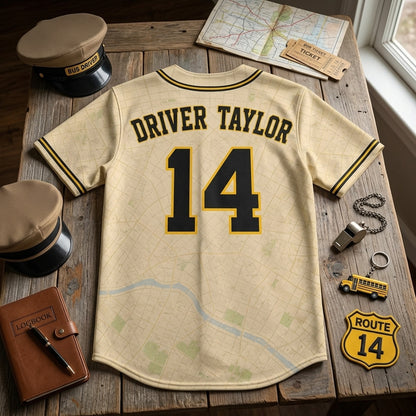 Personalized School Bus Driver Baseball Jersey - Custom Name & Number - No GPS Needed Driver Gift
