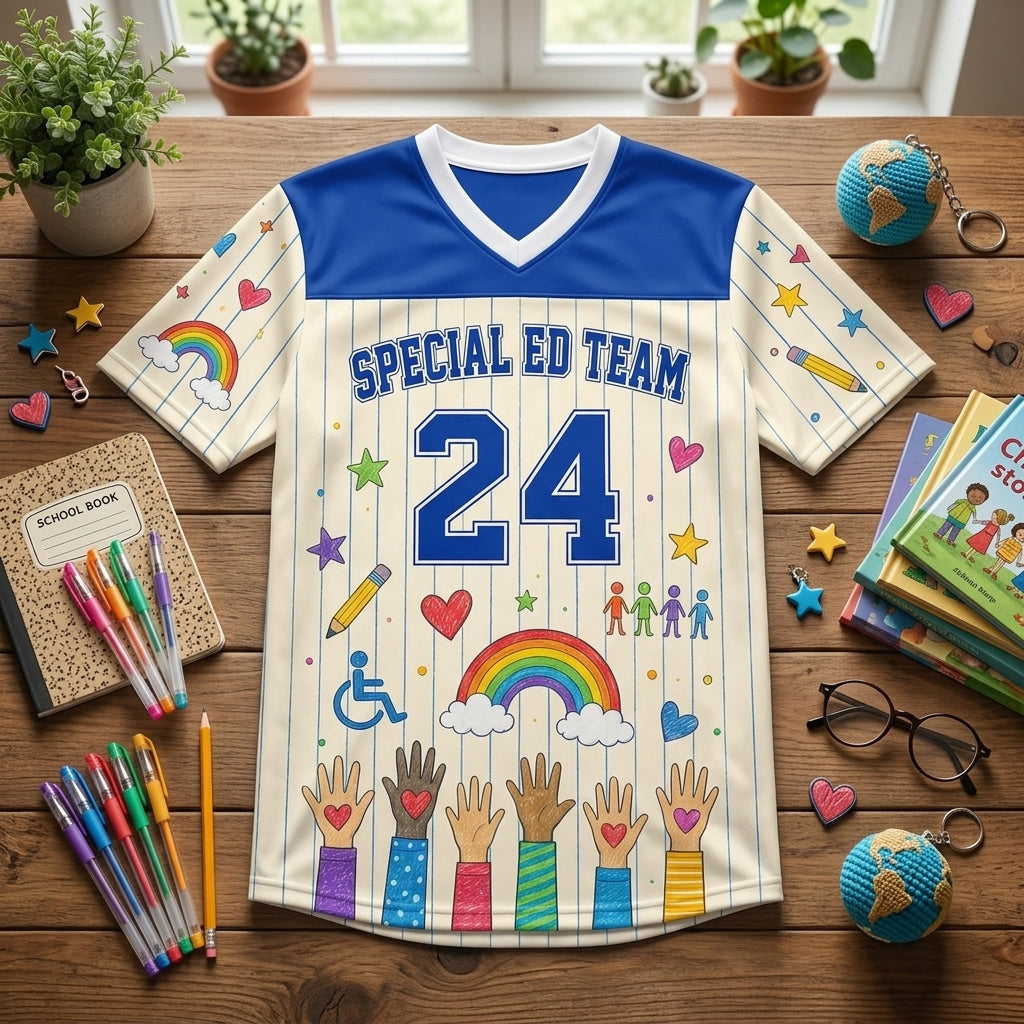 Personalized Special Ed Team Mesh Football Jersey - Custom Name & Number Teacher Gift - Every Learner Matters