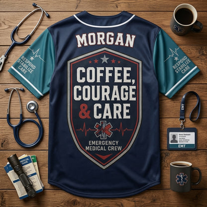 Personalized EMT Paramedic Baseball Jersey - Custom Name Emergency Medical Crew Gift for First Responders
