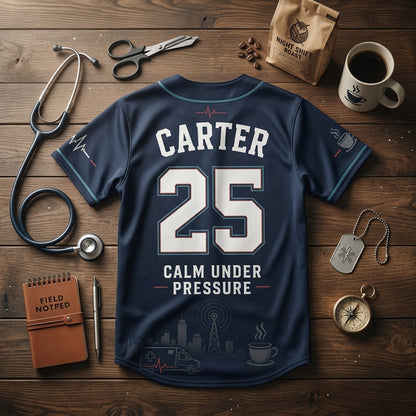 Personalized Paramedic Baseball Jersey - Custom Name and Number Chaos to Calm EMS First Responder Gift product view 5