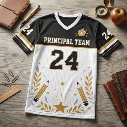 Personalized Principal Team Mesh Football Jersey - Custom School Leader Name Jersey for Educators