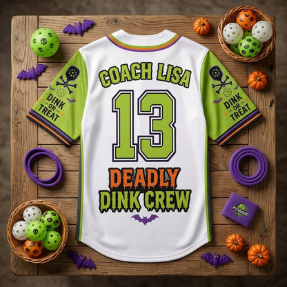 Personalized Pickleween Halloween Baseball Jersey - Custom Name & Number Pickleball Team Uniform