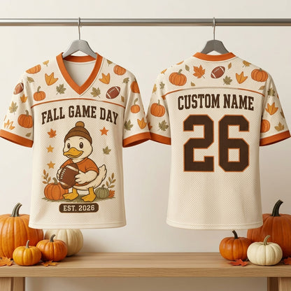 Personalized Fall Game Day Duck Football Jersey - Custom Name and Number Autumn Sports Apparel