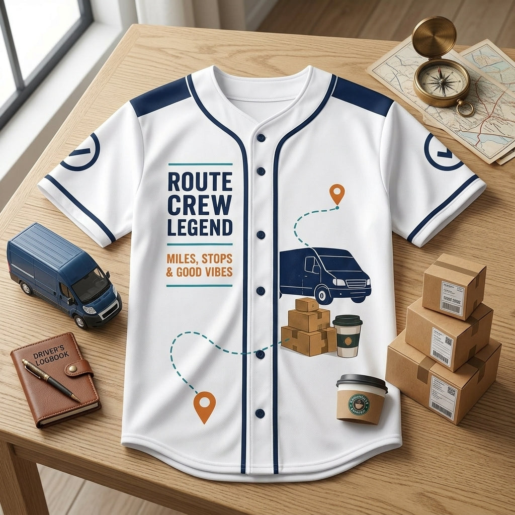 Personalized Delivery Driver Baseball Jersey - Custom Name & Number Route Crew Legend Athletic Shirt
