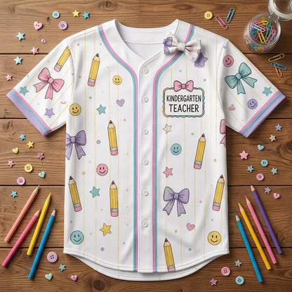 Personalized Kindergarten Teacher Baseball Jersey - Custom Name Mrs Smith First Day Crew Back to School Outfit