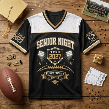Personalized Senior Night Football Jersey Class of 2027 - Custom Name and Number High School Graduation Gift