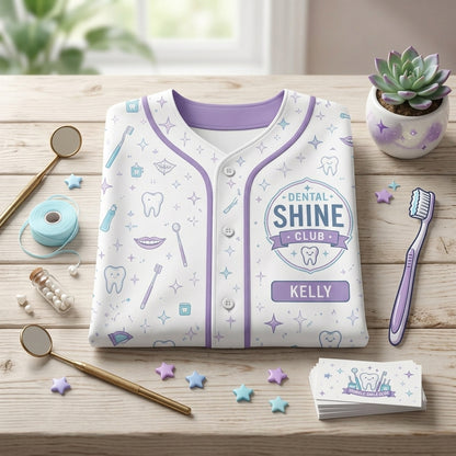 Personalized Dental Shine Club Baseball Jersey Custom Name Sparkle Smile Club Jersey for Dental Professionals