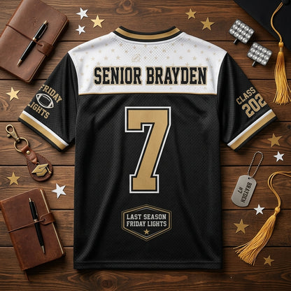Personalized Senior Night Football Jersey Class of 2027 - Custom Name and Number High School Graduation Gift