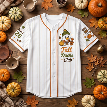 Personalized Fall Ducks Club Baseball Jersey - Custom Name Autumn Crew Pinstripe Shirt