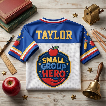 Personalized Small Group Hero Parapro Crew Teacher Football Jersey - Custom Name Educational Gift