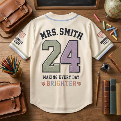 Personalized Para Squad Baseball Jersey - Custom Name & Number Teacher Classroom Crew Shirt - School Support Staff Gift