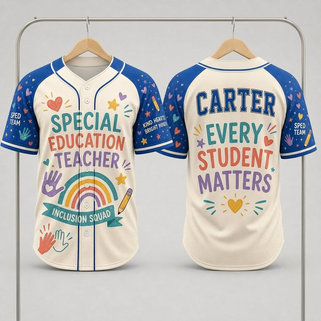 Personalized Special Education Teacher Baseball Jersey Inclusion Squad Custom Name SPED Gift