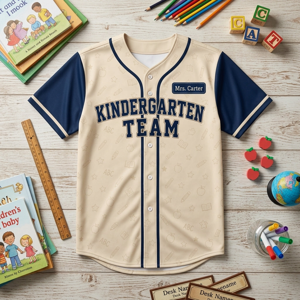 Personalized Kindergarten Team Teacher Baseball Jersey - Custom Name and Year School Spirit Shirt