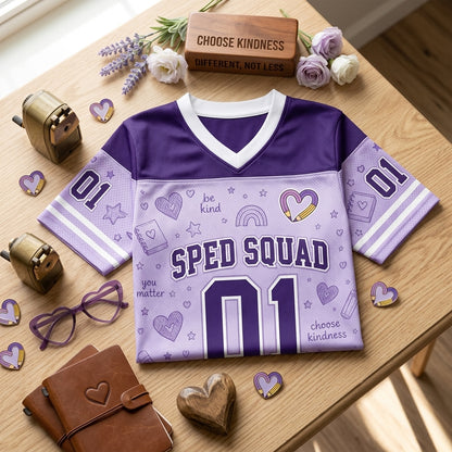 Personalized SPED Squad Inclusion Team Mesh Football Jersey - Custom Name Special Education Teacher Sportswear