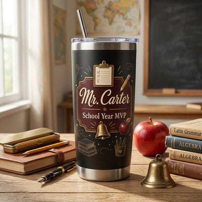 Personalized Assistant Principal 40oz Tumbler with Handle - Custom Name School Year MVP Gift