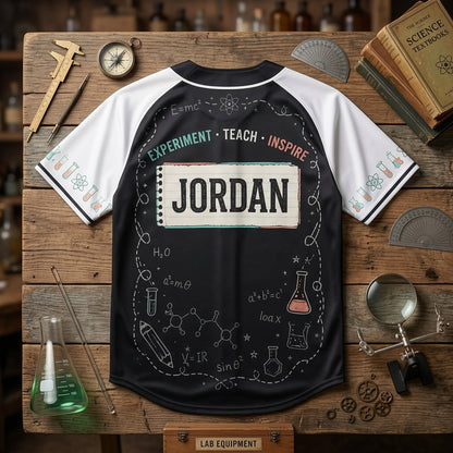 Personalized Science Lab Life Baseball Jersey - Custom Name Teacher & Scientist Gift