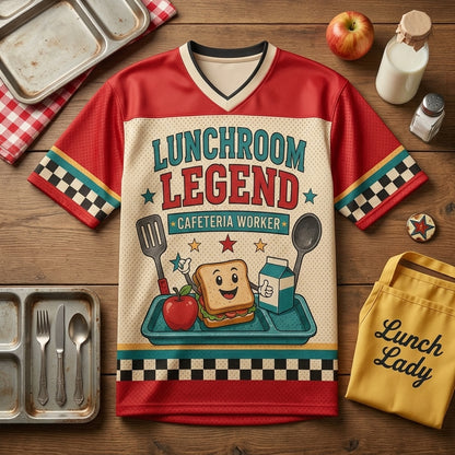 Personalized Lunchroom Legend Cafeteria Worker Football Jersey - Custom Name Mesh Sports Shirt