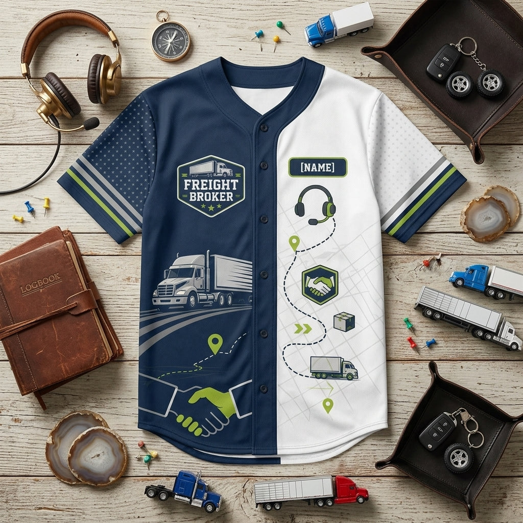 Personalized Freight Broker Deal Maker Baseball Jersey - Custom Name Logistics & Trucking Gift for Dispatchers product view 4
