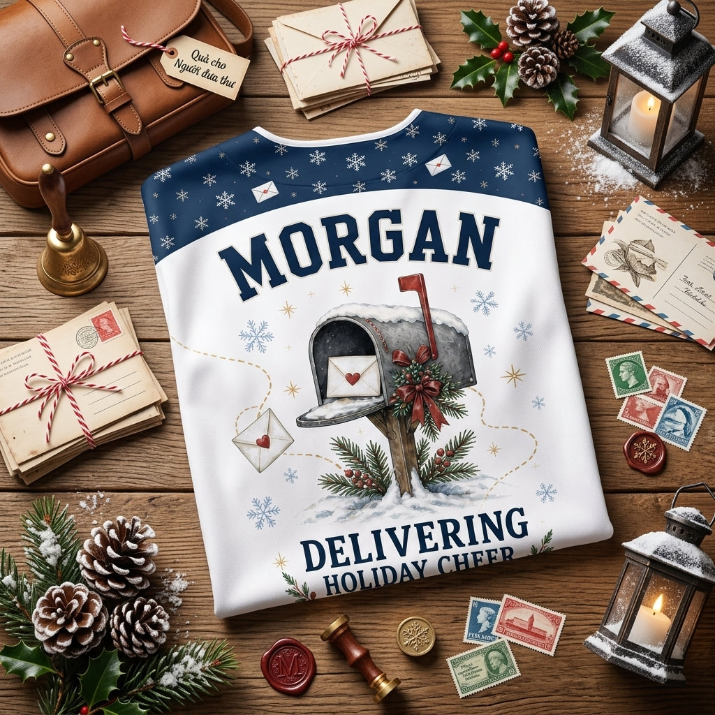 Personalized Mail Carrier Christmas Baseball Jersey - Custom Name Postal Worker Holiday Shirt