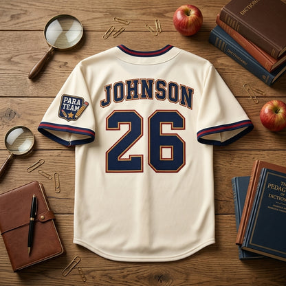 Personalized Para Educator Baseball Jersey - Custom Name & Number Teacher Gift