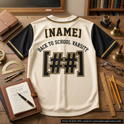 Personalized Back to School Grade Squad Baseball Jersey - Custom Varsity Name & Number Shirt